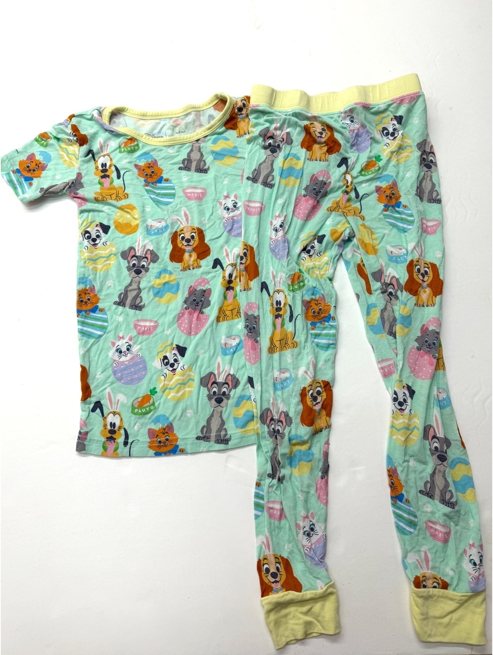 Little Sleepies Disney Kids Pajama Set Peekaboo Pets Easter Egg Print Size 5/6